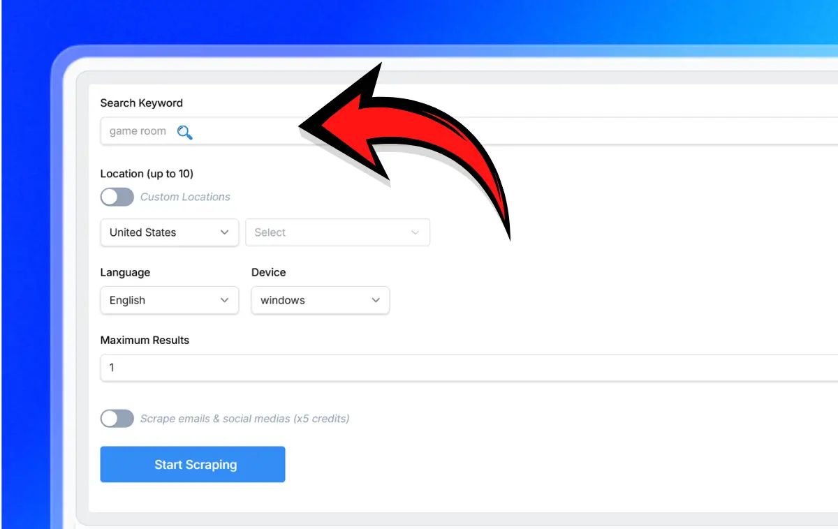 step1 Enter Target Keywords