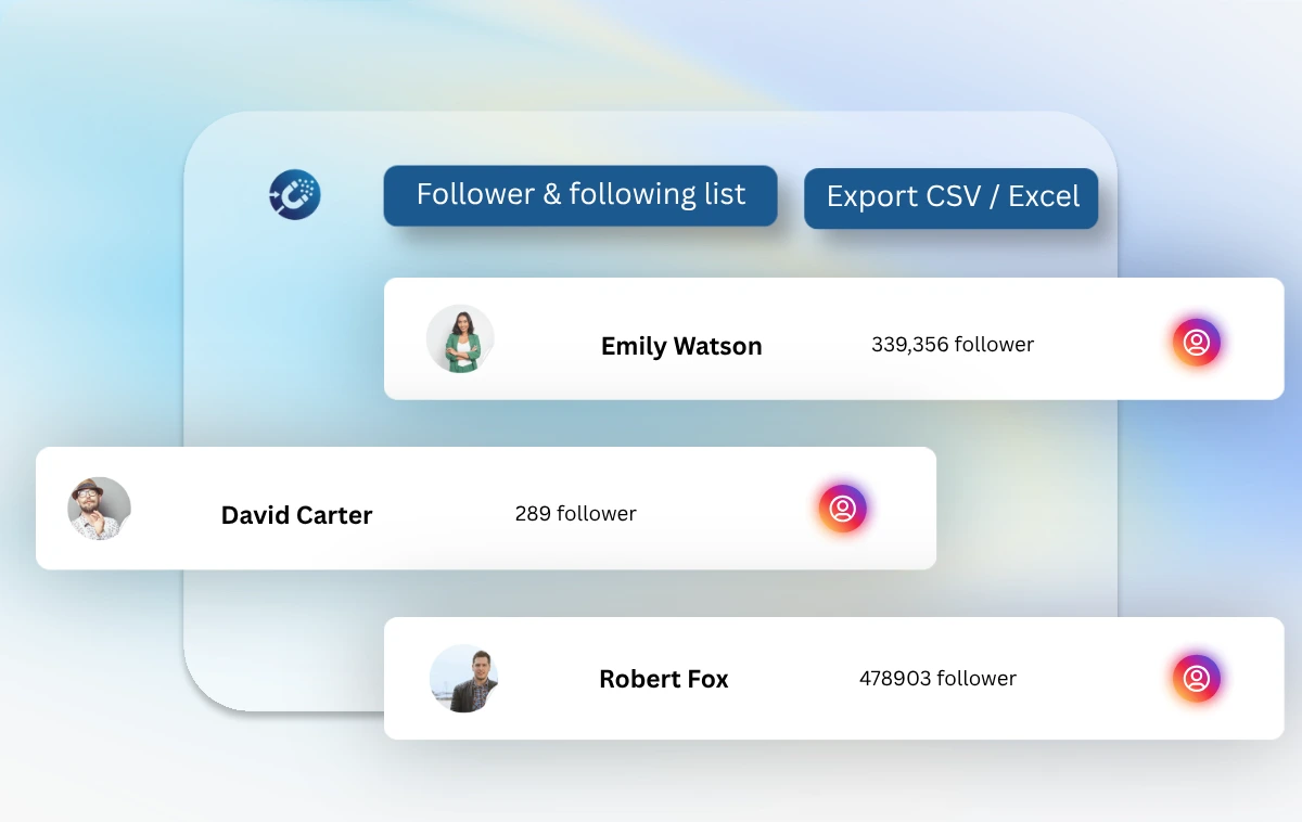 Follower and following list export