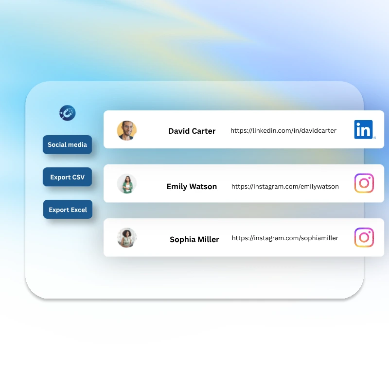 Social media profile link collection