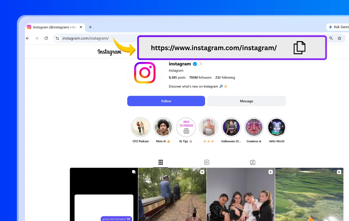 Paso 1 Pega el enlace del perfil