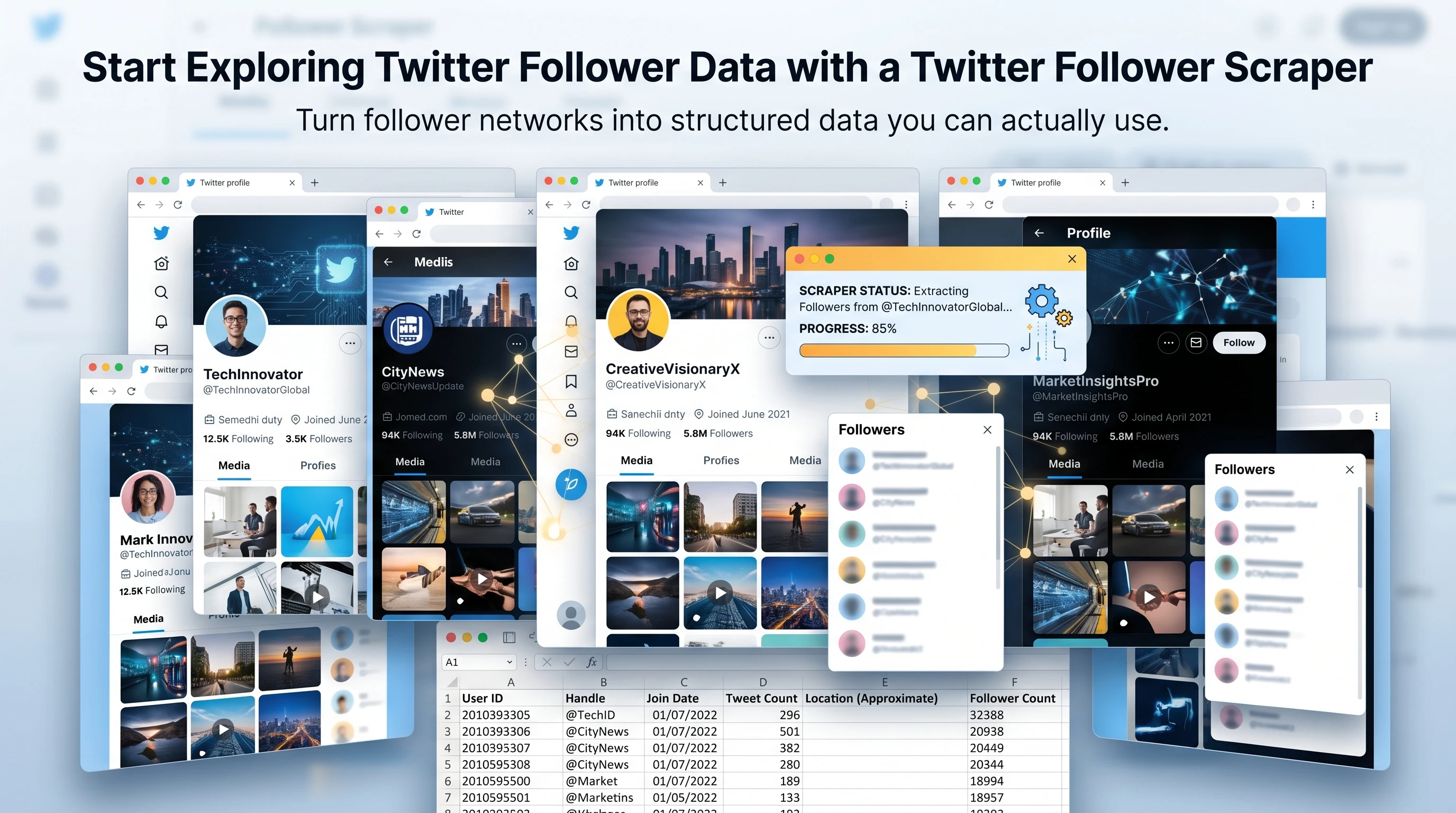 Twitter Follower Exporter Tool dashboard preview