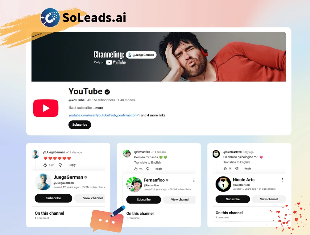 SoLeads YouTube Comment Finder tool